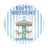 Lofaris Blue Merry Go Round Circle Happy Birthday Backdrop